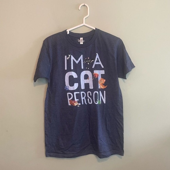 NWOT Zuni Disney Womens Heather I'm A Cat Person Graphic Tee Blue Medium - Picture 1 of 5